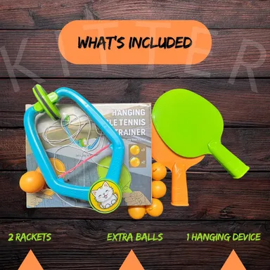 Vrutwa Hanging Table Tennis Self Training Set | 2 Rackets & 4 Practice Balls | Indoor Gaming & Parent-Child Interaction thumbnail 7