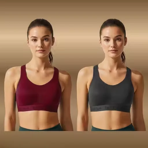 Women’s Non Padded Sports Bra Combo | Comfortable Gym Yoga Running Bra Pack of 2 Black Maroon image 1