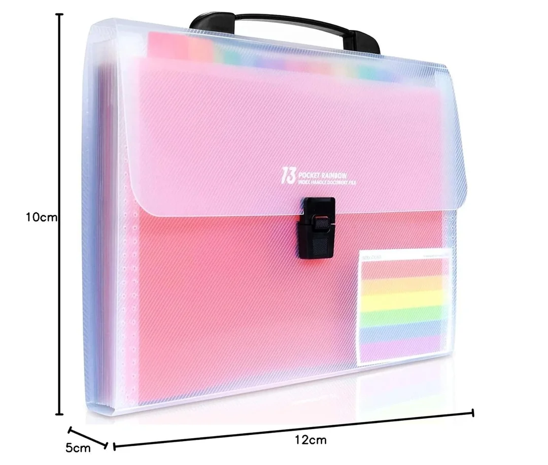 Vrutwa Expanding Files Folder 13 Pockets | A4 Rainbow Accordion Organizer | High Capacity Document Folder with Carry Handle | Office & Study Use image 8