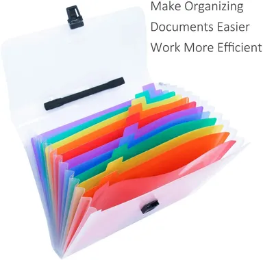 Vrutwa Expanding Files Folder 13 Pockets | A4 Rainbow Accordion Organizer | High Capacity Document Folder with Carry Handle | Office & Study Use thumbnail 1