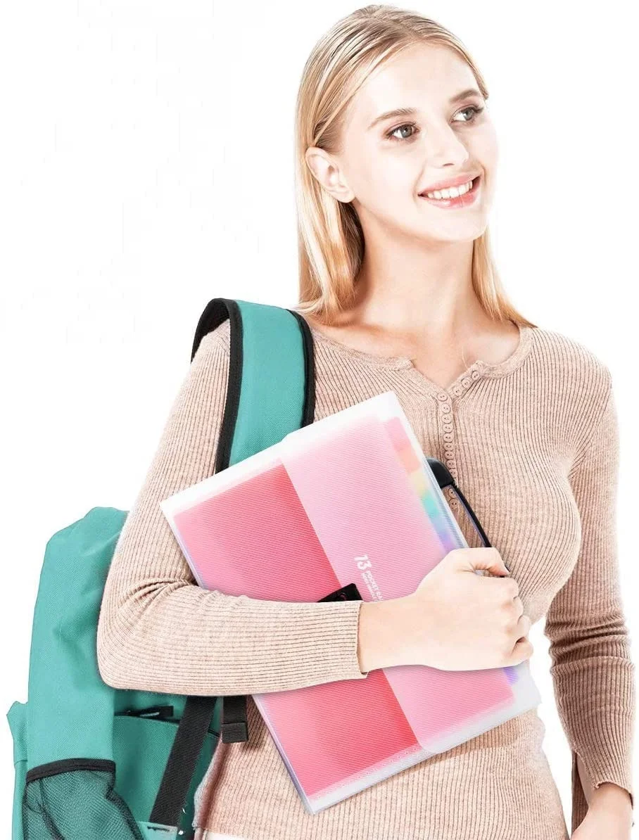 Vrutwa Expanding Files Folder 13 Pockets | A4 Rainbow Accordion Organizer | High Capacity Document Folder with Carry Handle | Office & Study Use image 6