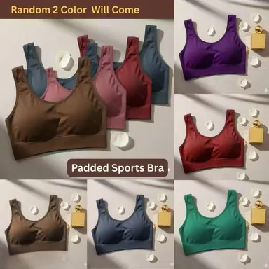 Women’s Removable Padded Cotton Lycra Sports Bra| Comfortable Non-Wired Full Coverage for Gym| Yoga & Daily Wear | Size 34B | Pack of 2 thumbnail 1