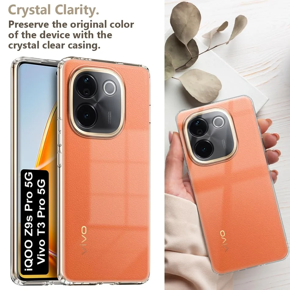 Scratch Resistant Clear Case for Vivo T3 Pro 5G | iQOO Z9s 5G | Soft Silicon | Anti‑Slip Grip | Transparent image 3