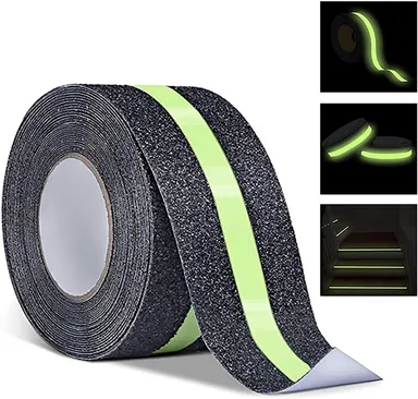 Vrutwa Anti Slip Grip Tape | Non-Slip Traction Tape with Glow in the Dark | Indoor & Outdoor Stair Safety, 5 cm x 5 m, Black & Green thumbnail 1