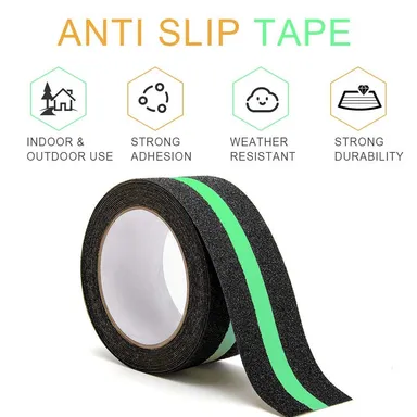 Vrutwa Anti Slip Grip Tape | Non-Slip Traction Tape with Glow in the Dark | Indoor & Outdoor Stair Safety, 5 cm x 5 m, Black & Green thumbnail 4
