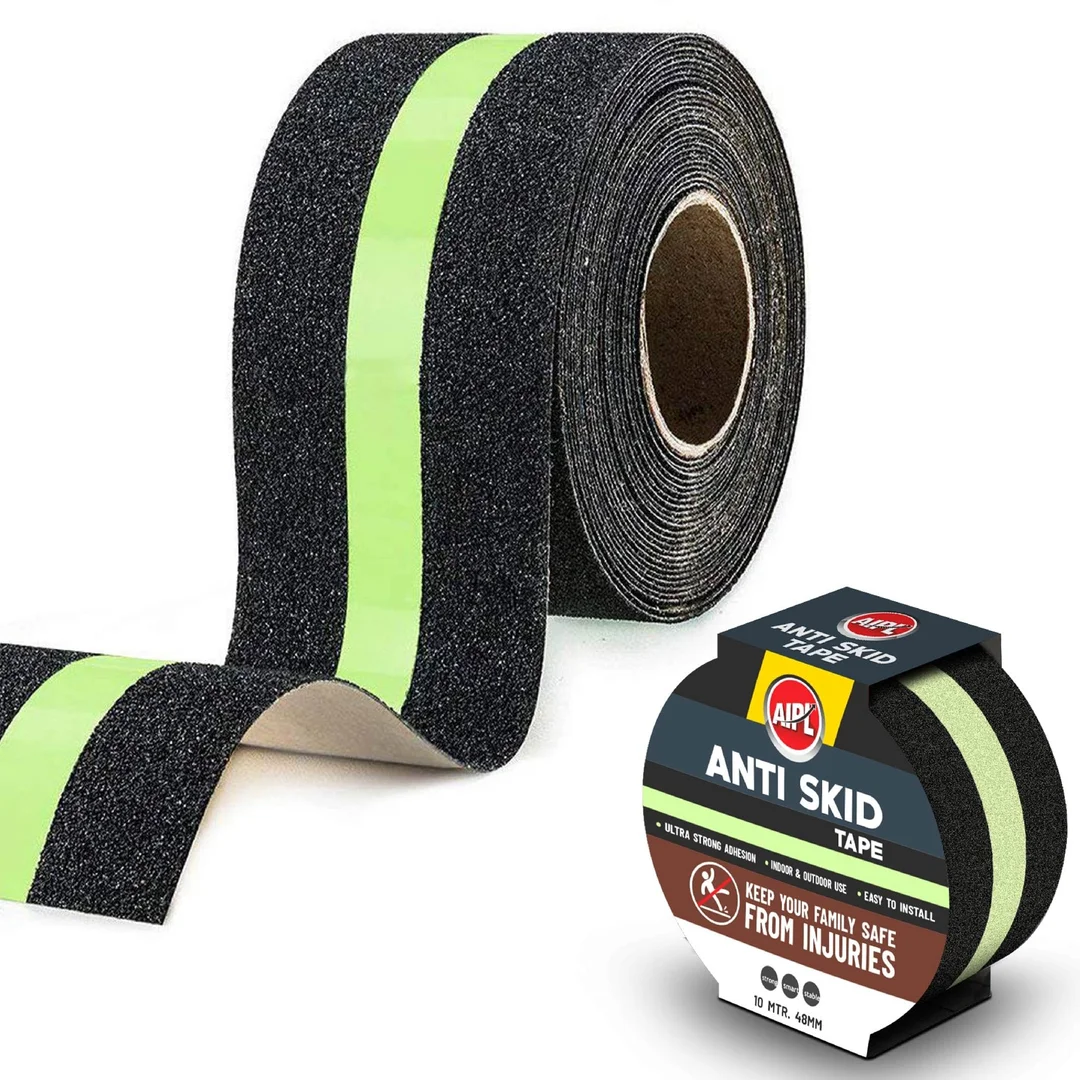 Vrutwa Anti Slip Grip Tape | Non-Slip Traction Tape with Glow in the Dark | Indoor & Outdoor Stair Safety, 5 cm x 5 m, Black & Green image 6
