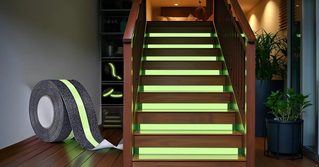 Vrutwa Anti Slip Grip Tape | Non-Slip Traction Tape with Glow in the Dark | Indoor & Outdoor Stair Safety, 5 cm x 5 m, Black & Green image 7