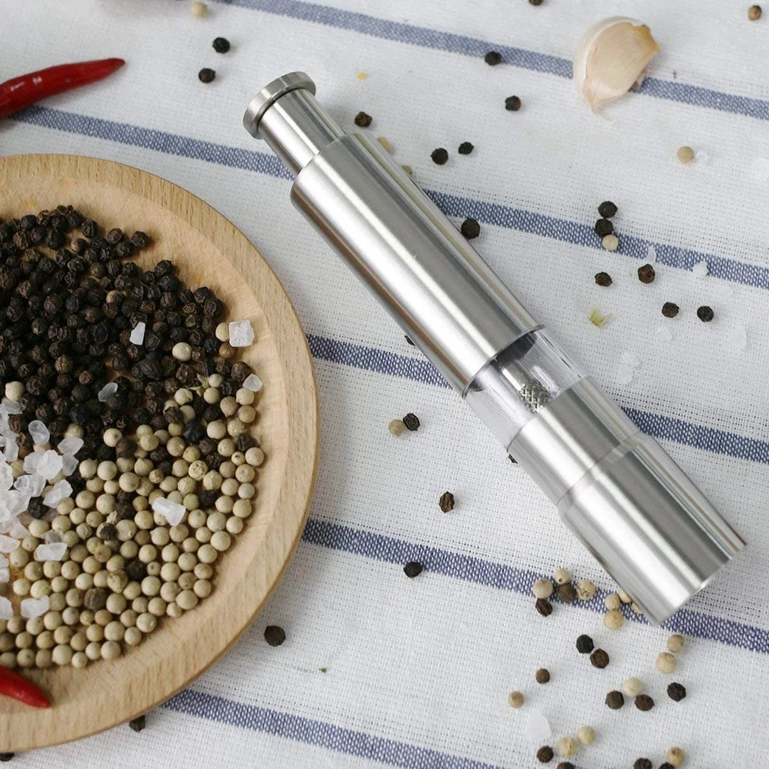 Vrutwa Stainless Steel Salt & Pepper Grinder | Hand Press Mill Set | Stylish Crusher for Salt and Black Pepper image 3