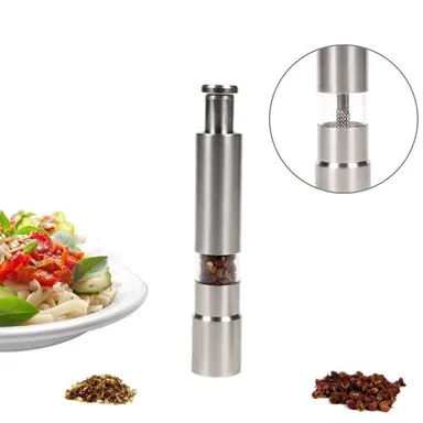 Vrutwa Stainless Steel Salt & Pepper Grinder | Hand Press Mill Set | Stylish Crusher for Salt and Black Pepper thumbnail 4