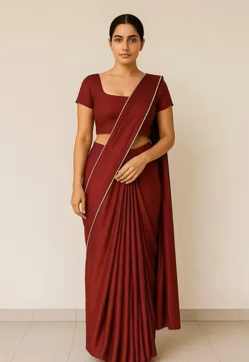 Women's Satin Silk Saree with Pearl Border | Designer Saree with Blouse | Party Wear Saree | Office Wear Saree | Festive Ethnic Saree| Daily Use Saree image 3