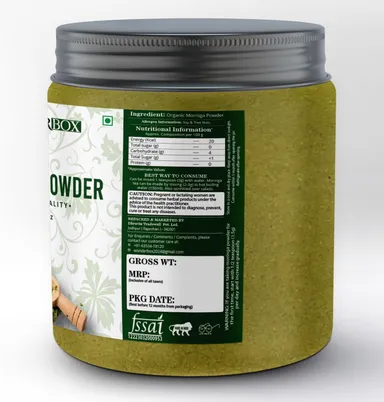 Organic Moringa Powder 250g | 100 Percent Pure Oleifera Leaves | Natural Drumstick Leaf Superfood | Supports Digestion Immunity and Energy | Pack of 1 thumbnail 1