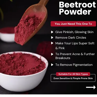 Beetroot Powder 300g | Organic All Natural | Boost Immunity Stamina Skin Hair | Cooking Health Beauty | With Shower Cap Brush Wooden Spoon thumbnail 5
