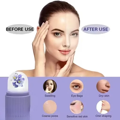 Beauty Ice Roller for Face & Eye | Purple Silicone Reusable Facial Cooling Massager image 4