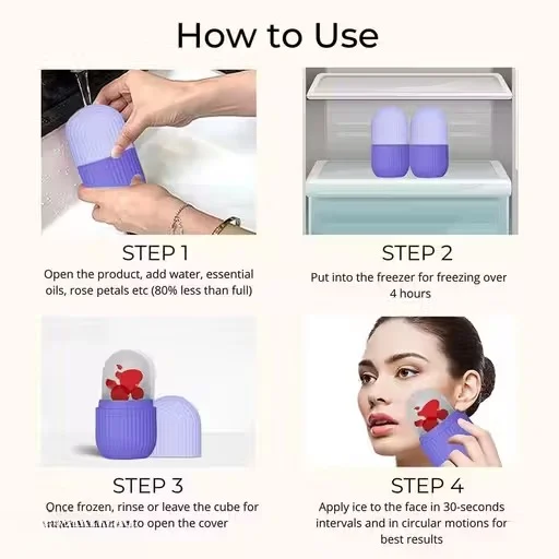 Beauty Ice Roller for Face & Eye | Purple Silicone Reusable Facial Cooling Massager image 3