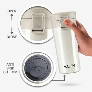 Milton Thermosteel Vacuum Insulated Travel Coffee Mug, 300ml (cream) thumbnail 2