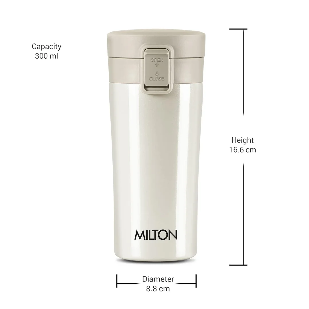 Milton Thermosteel Vacuum Insulated Travel Coffee Mug, 300ml (cream) image 6