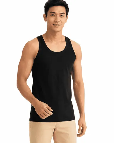 Black Polyester Gym Vest For Men Pack of 1, Size M | Lightweight Breathable Workout Tank | Comfortable Fit for Fitness & Sports thumbnail 0