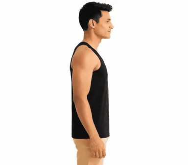 Black Polyester Gym Vest For Men Pack of 1, Size M | Lightweight Breathable Workout Tank | Comfortable Fit for Fitness & Sports thumbnail 2