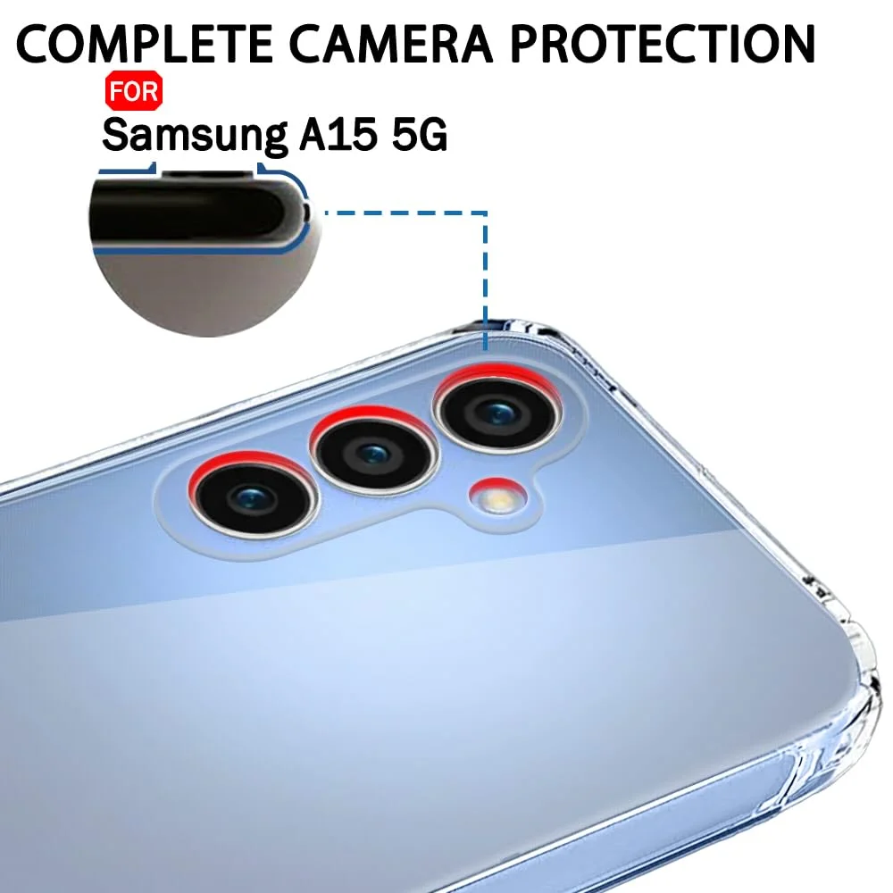 Soft silicone back cover for Samsung Galaxy A15 5G | Ultra Clear Transparent Slim Case | Dust Plugs & Anti-Slip Grip image 2