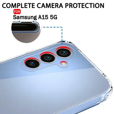 Soft silicone back cover for Samsung Galaxy A15 5G | Ultra Clear Transparent Slim Case |  Dust Plugs & Anti-Slip Grip  thumbnail 1