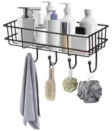 Self-Adhesive Bathroom Shelf | Multipurpose Towel Holder & Bathroom Storage Rack | Metal | Easy Installation | No Drilling | 28 cm Length | Pack of 1