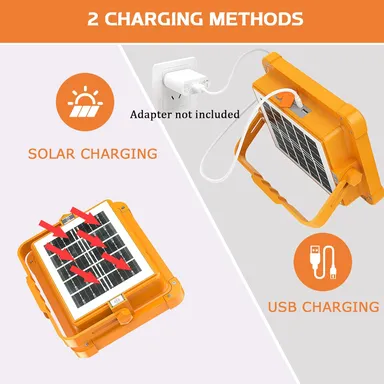 Portable Solar Work Light 100W | Rechargeable LED Floodlight 10000mAh | Waterproof Outdoor Security & Camping Lamp for Garage| Car Repair| Travel | High Lumen Solar Light thumbnail 1