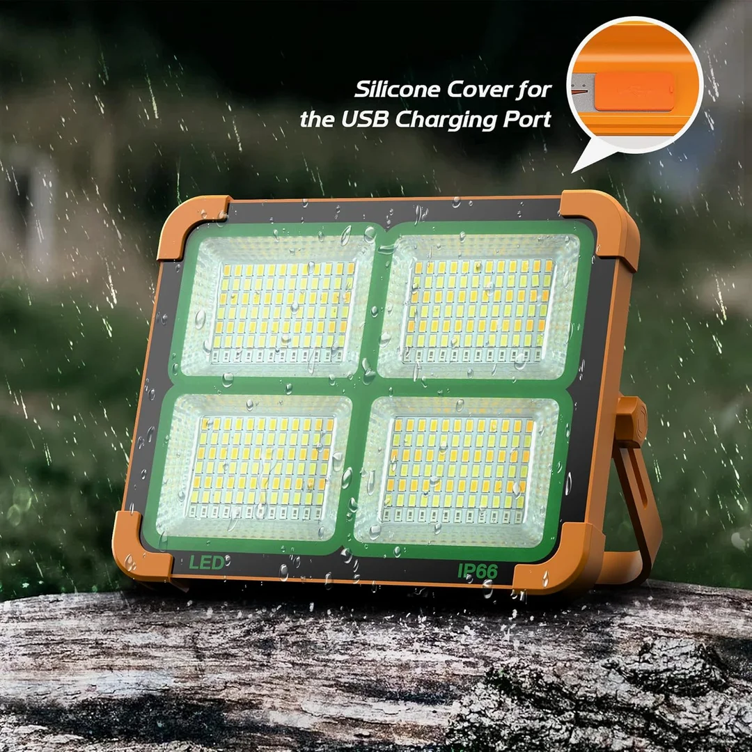 Portable Solar Work Light 100W | Rechargeable LED Floodlight 10000mAh | Waterproof Outdoor Security & Camping Lamp for Garage| Car Repair| Travel | High Lumen Solar Light image 6