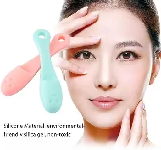 Silicone Face Cleansing Brush-2 Pc Blackhead Remover & Pore Cleanser Tool | Travel‑Size Massage Brush Green & Red image 2