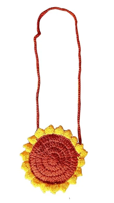 Handmade Crochet Purse for Girls| Brown Yellow | Lightweight Stylish Bag for Daily and Party Use image 1