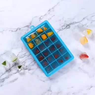 Flexible Ice Cube Tray | BPA-Free Silicone Ice Tray | 24-Cube Mould for Ice & Chocolate & Jelly | Multipurpose Freezer Use | Dishwasher Safe | Reusable thumbnail 1