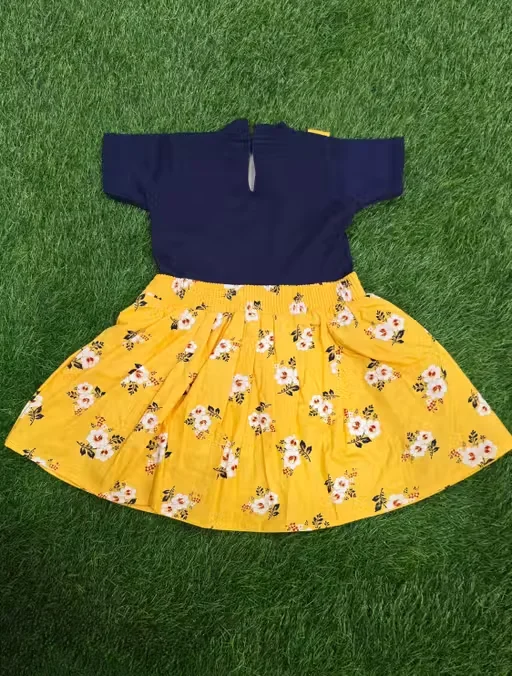 Girls Yellow Floral Print T-Shirt & Suspender Skirt Set | Cotton Blend Party Dress for Babies 6-9 Months image 2