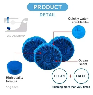 Vrutwa Automatic Flush Toilet Bowl Cleaner Tablets In-Cistern Marine | 250g Pack of 10 thumbnail 2