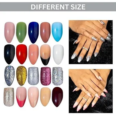 Vrutwa 24 Color Short Press On Nails Set | 576 pcs | Reusable Almond French Nails thumbnail 1