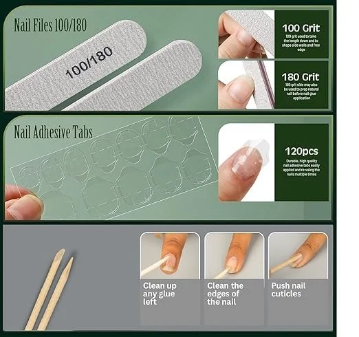 Vrutwa 24 Color Short Press On Nails Set | 576 pcs | Reusable Almond French Nails image 6