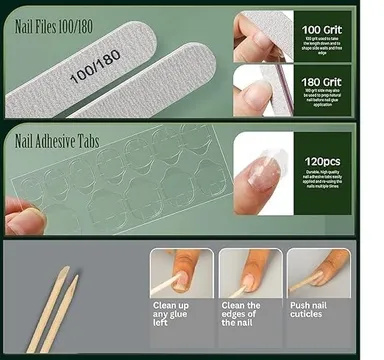 Vrutwa 24 Color Short Press On Nails Set | 576 pcs | Reusable Almond French Nails thumbnail 5