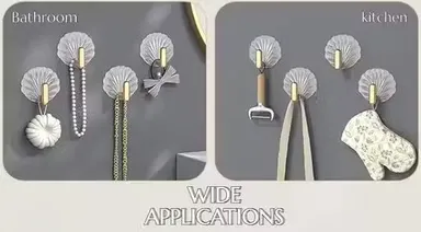 Self-Adhesive Heavy Duty Kitchen Wall Hooks | Nail-Free Sticky Hangers | Multipurpose Utility Hooks | 8-Pack | Silver Metallic