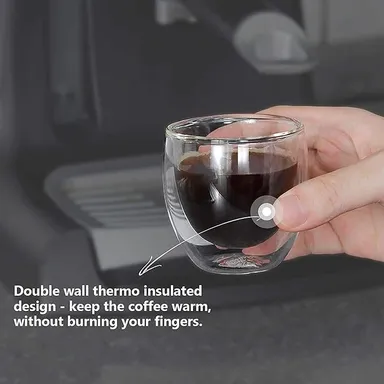 Vrutwa HITWA Double Wall Heat Resistant Insulated Drinking Glass for Juice, Milk, Tea, Cappuccino, Cocktails and Beverages Coffee Cups Mug (250ML) Pack of 1 thumbnail 2