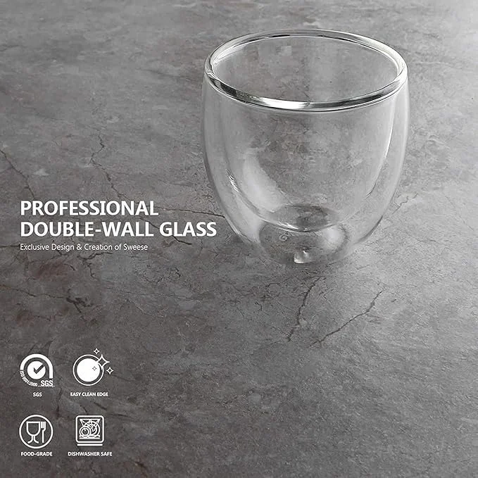 Vrutwa HITWA Double Wall Heat Resistant Insulated Drinking Glass for Juice, Milk, Tea, Cappuccino, Cocktails and Beverages Coffee Cups Mug (250ML) Pack of 1 image 6