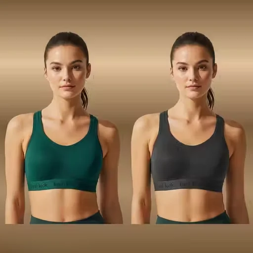 Women's Sports Bra Combo | Non-Padded |Comfortable | Stylish | Gym | Yoga & Running Pack of 2| Green & Black | 28 B image 1