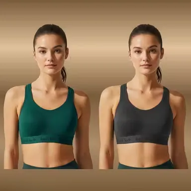 Women's Sports Bra Combo | Non-Padded |Comfortable | Stylish | Gym | Yoga & Running Pack of 2| Green & Black | 28 B thumbnail 0