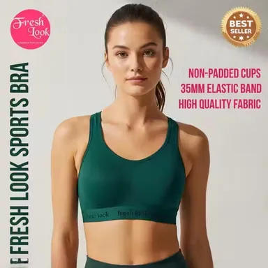 Women's Sports Bra Combo | Non-Padded |Comfortable | Stylish | Gym | Yoga & Running Pack of 2| Green & Black | 28 B thumbnail 1