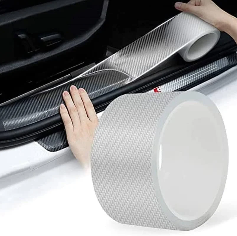 Vrutwa High Gloss Anti Scratch Carbon Fiber Paint Protection Film Tape for Car | Waterproof Door Edge Guard Strip | Transparent White | Anti-Dust Protection image 1