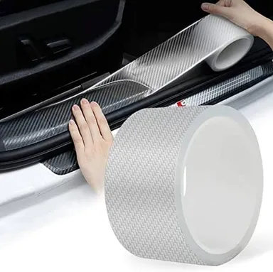Vrutwa High Gloss Anti Scratch Carbon Fiber Paint Protection Film Tape for Car | Waterproof Door Edge Guard Strip | Transparent White | Anti-Dust Protection