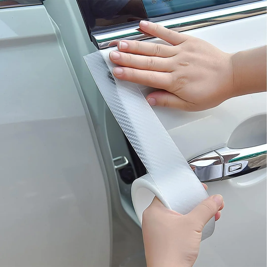 Vrutwa High Gloss Anti Scratch Carbon Fiber Paint Protection Film Tape for Car | Waterproof Door Edge Guard Strip | Transparent White | Anti-Dust Protection image 2