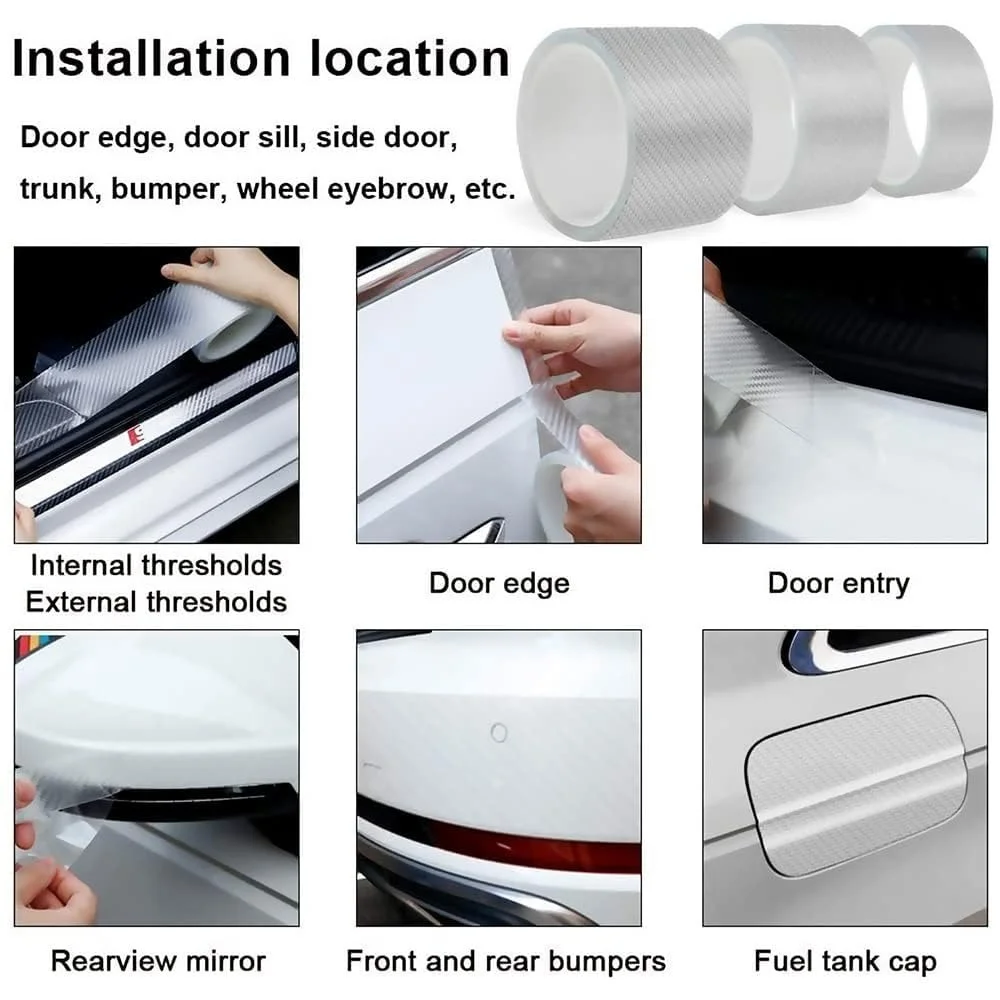 Vrutwa High Gloss Anti Scratch Carbon Fiber Paint Protection Film Tape for Car | Waterproof Door Edge Guard Strip | Transparent White | Anti-Dust Protection image 7