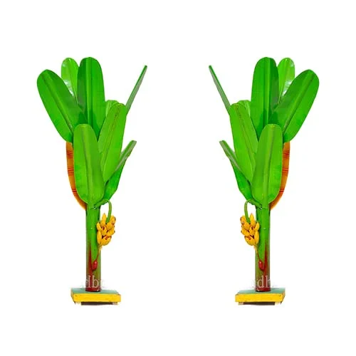 Handicrafts Banana Tree Pair 15 Inch | Green Decorative Banana Tree for Home & Festival Décor | Handmade Pooja Showpiece image 2