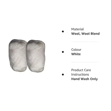 Knitting Wool Yarn 3 Ply | 100 gm Each| White| Pack of 5 | Soft DIY Yarn for Sweaters and Crafts thumbnail 1