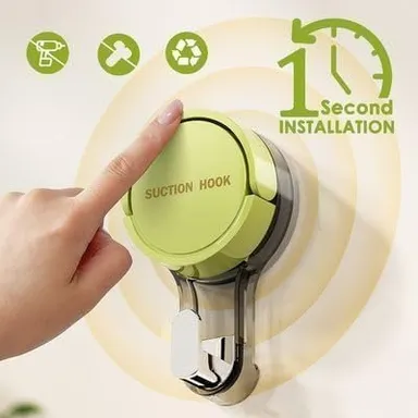 Vrutwa Suction Cup Hook Reusable Vacuum Hooks | Wall Clips for Bathroom Kitchen Clothes Towel Hanging Multicolor | Pack of 2 thumbnail 1