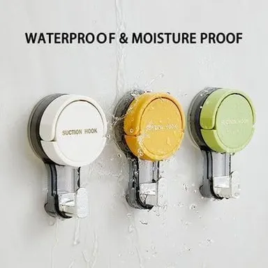 Vrutwa Suction Cup Hook Reusable Vacuum Hooks | Wall Clips for Bathroom Kitchen Clothes Towel Hanging Multicolor | Pack of 2 thumbnail 3