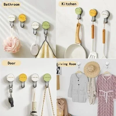 Vrutwa Suction Cup Hook Reusable Vacuum Hooks | Wall Clips for Bathroom Kitchen Clothes Towel Hanging Multicolor | Pack of 2 image 5